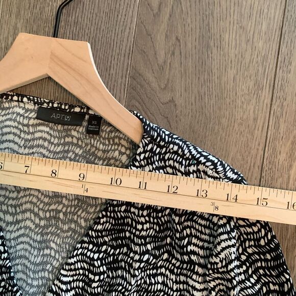 APT 9 Dress Women’s XS Black White Print Short cuffed Sleeve Faux Wrap Medium. - Picture 11 of 15